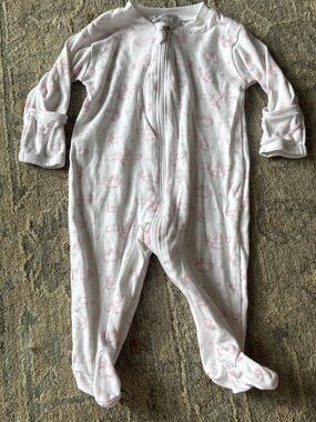 Kissy Kissy White Footed One-Piece with Pale Pink Cloud Print